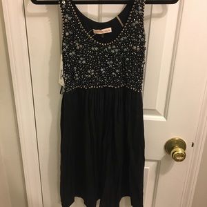 Rebecca Taylor Silk Black Star Beaded Party Dress